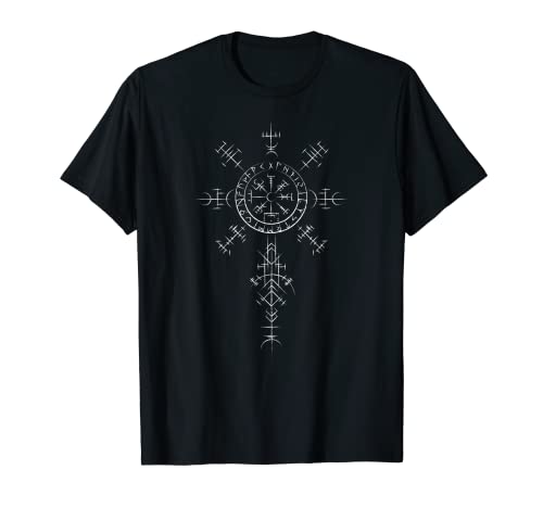 Símbolos Vikingos Clásicos Brújula Vegvisir Nordic Rune Camiseta