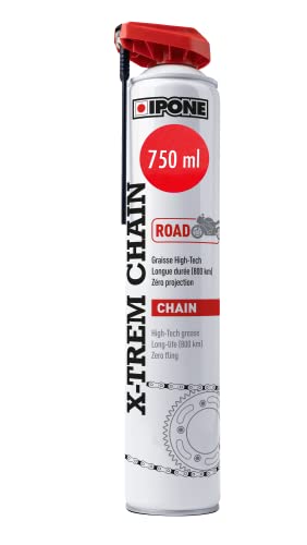 IPONE - Grasa de Cadena para Moto Carretera X-Trem Chain Road - Larga duración 800 km - Pulverización precisa sin Salpicaduras - Bote de espray con difusor multiposición 750 ml