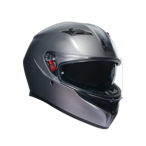 AGV K3 ECE 22-06 Mono, Casco Moto Integral ECE 22-06 con Pantalla Parasol, Rodio Gris Mate, XL