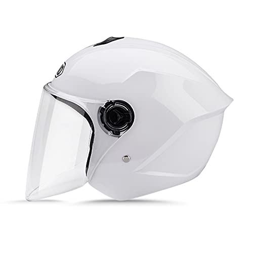 LIONCIANO Cascos De Motocicleta para Hombres y Mujeres, Cascos De Ciclomotor con Viseras.El Cabezal Anticolisión Protege La Seguridad Vial De Los Usuarios(Blanco)