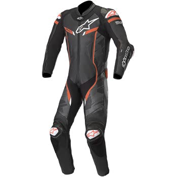 Alpinestars GP Pro V2 Compatible con Tech Air - Trajes de carreras de motocicleta de calle de 1 pieza para hombre, camuflaje negro, rojo fluorescente, 48