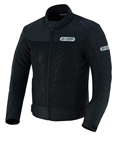 BI ESSE Chaqueta de moto de verano perforado interior impermeable extraíble con protecciones CE, Negro , L