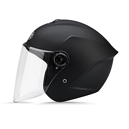 LIONCIANO Cascos De Motocicleta para Hombres y Mujeres, Cascos De Ciclomotor con Viseras.El Cabezal Anticolisión Protege La Seguridad Vial De Los Usuarios(Negro Mate)