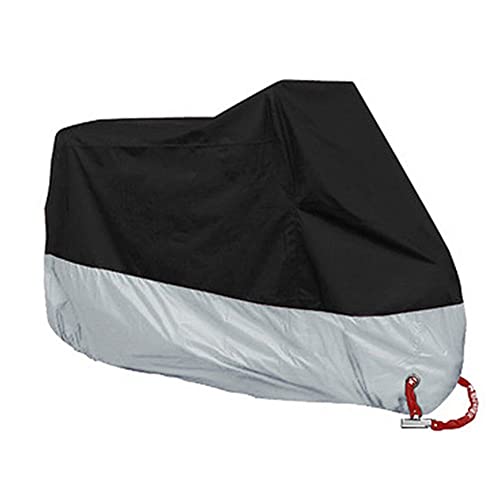 ANFTOP Funda para Moto 190T Cubierta 4XL Impermeable Agujeros de la Cerradura de Motocicleta Plateado y Negro Motorcycle Cover Talla XXXXL