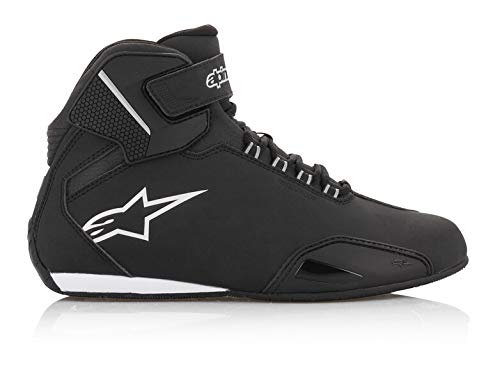 Alpinestars Botas de Moto Stella Sektor Waterproof Shoes Black Silver, Negro y Blanco, 36