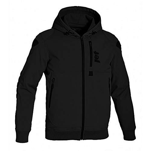 JET Chaqueta Moto Capucha Hoodie Verano con Armadura Soft Shell (L ( EU 50 - 52), Negro)