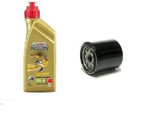 MG Kit - Juego de cambio de aceite motor: 1 litro de aceite Castrol Power 10W40 y 1 filtro de aceite para Piaggio 125 Vespa LX