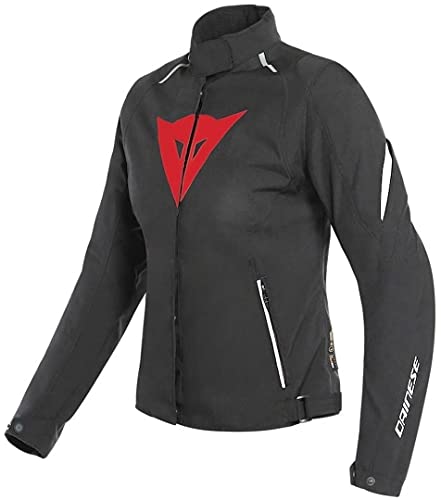 Dainese Laguna Seca 3 Lady D-Dry Jacket, Chaqueta Moto, Mujer, Negro/Rojo Lava/Blanco, 44