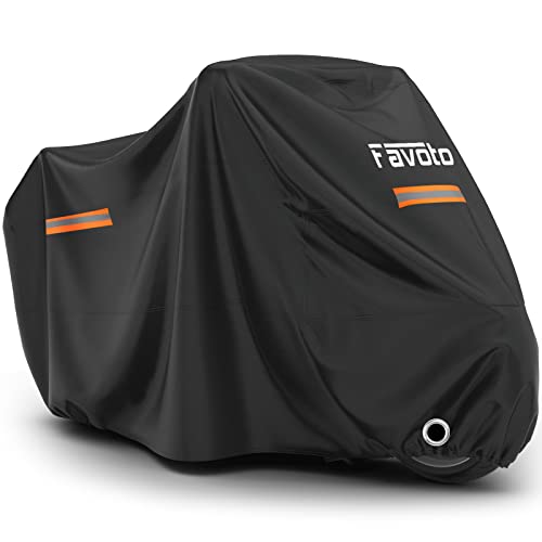 Favoto Funda para Moto Impermeable XXL Cubierta de Motocicleta Protectora al Aire Libre a Prueba de Polvo Sol Lluvia Viento Nieve con Tiras Reflectantes Negro 245x102x122cm