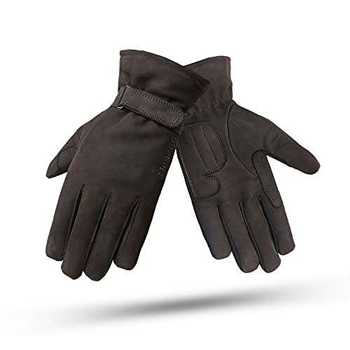 Fear Marrón | Guante de Moto Invierno Impermeable y Transpirable - Accesorio Vintage de 100% Piel Vaca con Inserción de Kevlar en la Palma - Forro Invierno 3M y Protección Homologado CE - Talla M