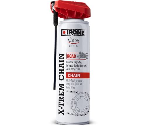 Ipone - Grasa de Cadena para Moto Carretera X-Trem Chain Road - Larga duración 800 km - Pulverización precisa sin Salpicaduras - Espray con difusor multiposición 250 ml