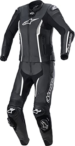 Alpinestars Stella Missile V2 - Traje de motorista de 2 piezas para mujer, piel combinada (negro/blanco, 38)