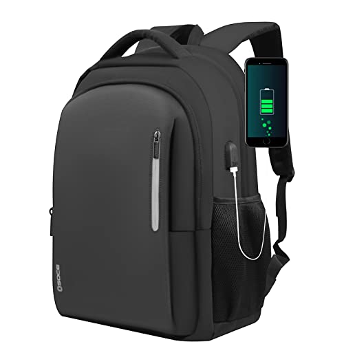 OSOCE Mochilas para portátil con puerto de carga USB para hombre y mujer, 1.0 negro., medium