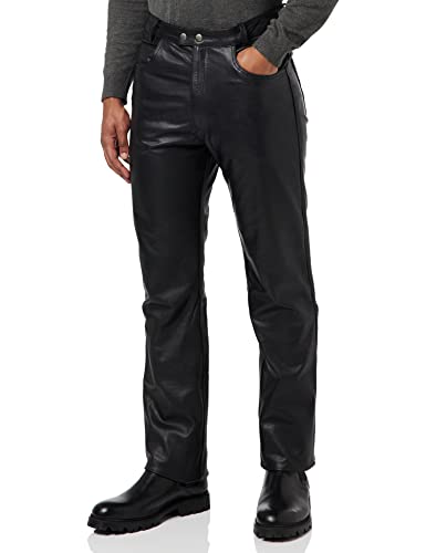 Bikers Gear Australia Pantalones Vaqueros de Cuero Suave para Hombre, de Estilo Rock and Roll, cómodos, Hechos de Cuero de Primera Calidad para un Ajuste cómodo, Color Negro, Talla M