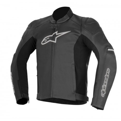 Alpinestars Chaqueta de piel SP-1 para moto con protectores, color negro, talla 56