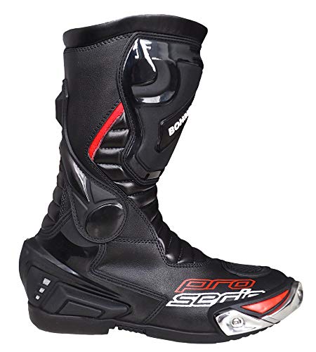 Botas de moto para hombre, deportivas, de piel, estables,protectores reforzados integrados, con protección en los tobillos, ergonómicas, botas moteras, biker, motorista - 42