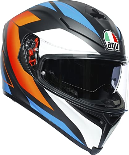 AGV k5s Casco Integral, Adultos Unisex, Negro Mate y Naranja, S