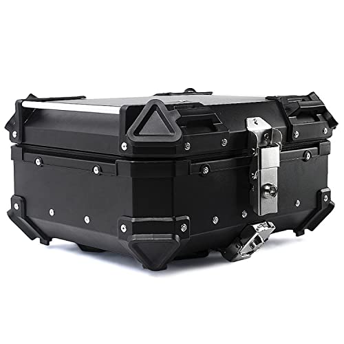 WNANCH Topcase Aluminio Universal Baúl De Moto 28L 36L 45L 55L 65L 80L 100L Maletero De Moto con 2 Llaves Accesorios Impermeable (Color : Negro, Size : 65L)