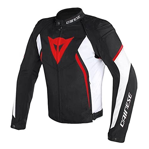 Dainese Avro D2 Chaqueta Moto, Hombre, Negro/Blanco/Rojo, 52