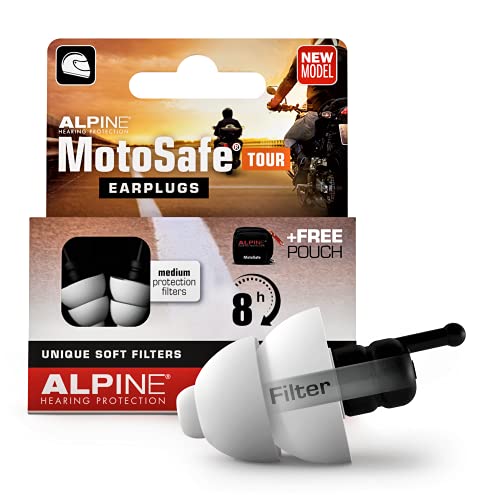 Alpine MotoSafe Tour Tapones para los oídos - Tapones para giras - Evita daños auditivos durante la práctica del motociclismo - El tráfico sigue siendo audible - Tapones reutilizables