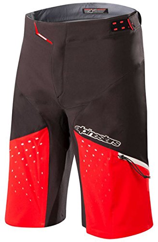 Alpinestars Drop Pro Pantalones Cortos, Hombre, 1726718, Negro/Rojo, Size (34)