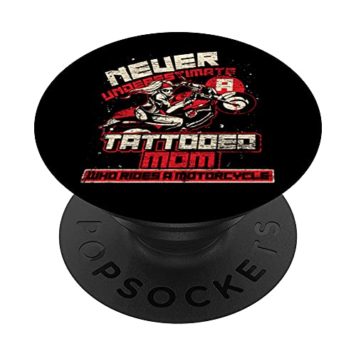 Mujer Moto Día De La Madre Tatuaje Motera Biker Motocicleta PopSockets PopGrip Intercambiable