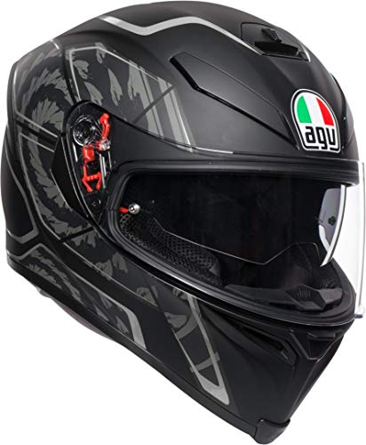 AGV K5-S Tornado Negro Plata Casco De Moto De Cara Completa Tamano XL