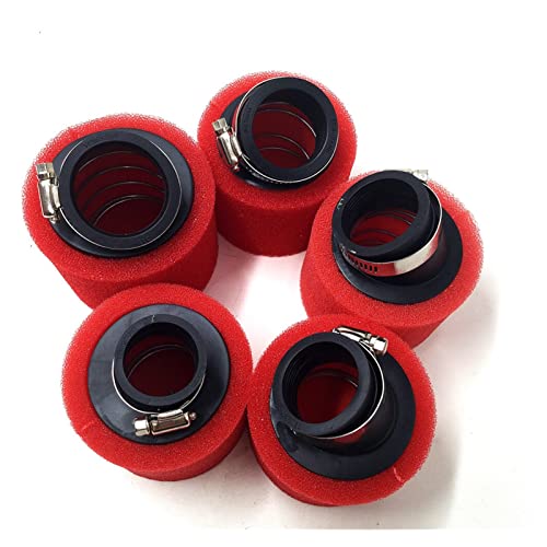 JINDIZH 32 mm 35mm 38mm 42mm 45mm 48mm Bend Curbow Cuello de espuma Filtro de aire Limpiador de esponjas Scooter de suciedad Motocicleta de la bicicleta ROJO Kayo Bse (Color : Red 48MM-S)