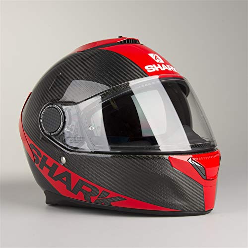 Shark - Casco de moto SPARTAN CARBON SKIN DRR, negro y rojo, talla M.