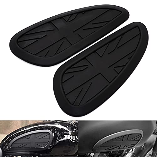 Almohadillas adhesivas para depósito de motocicleta – Vintage Black Rubber Gas Tank Traction Tank Pegatinas Protector para la mayoría de motocicletas con tanque de metal