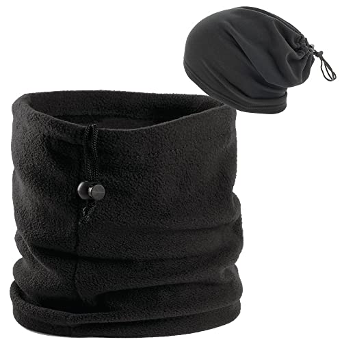 Cuello polar abrigo negro, complemento para el frio para hombre, mujer, niños, Braga cuello tubular térmica accesorio para el frio. Buff motorista calentador de cuello y orejas, usándolo como gorro