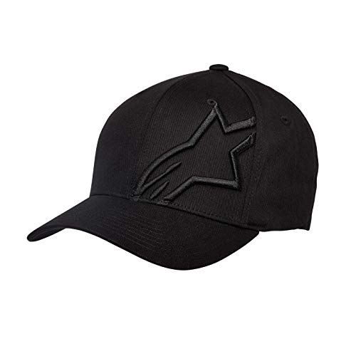 Alpinestars Hombre Gorra Corp Marcha 2 Curvado Bordes - Negro/Negro, Pequeña / Mediana