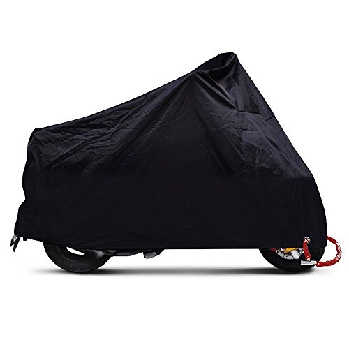 ANFTOP Motocicleta Funda para Moto 4XL Negro Color Agujeros de la Cerradura Cubierta UV Polvo Protectora Impermeable de Cubierta - XXXXL