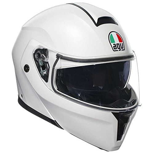 AGV Streetmodular ECE 22-06 Mono, Casco De Moto Modular Homologado ECE 22-06 P/J Con Pantalla Parasol, Blanco Materia Mate, S