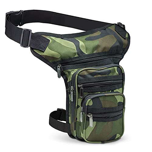 : Bolsa de Cintura tática Militar, Cintura de perna, Bolsa de Ombro de Coxa Bolsa de Cintura para Moto Bolsa de perna impermeável (5 Bolsos)