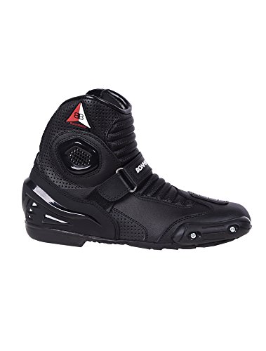 Bohmberg Botas de moto para hombre AUDAX, botas moteras, botas deportivas para moto fabricadas en piel, hidrófugas con protectores reforzados protectores - 45