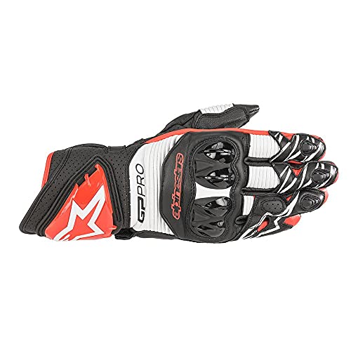 Alpinestars Guantes de Moto GP Pro R3 Gloves Black White Bright Red, Negro/Blanco/Rojo, M
