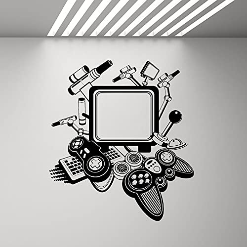 Vintage Computer Wall Art Decal Gamer Gaming Joysticks Decoración fresca Vinilo adhesivo Mural para niños Dormitorio Decoración del hogar A8 57 × 63CM