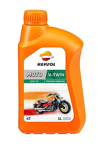 REPSOL Moto V-Twin 4T 20W-50 Aceite De Motor Para Moto, 1L