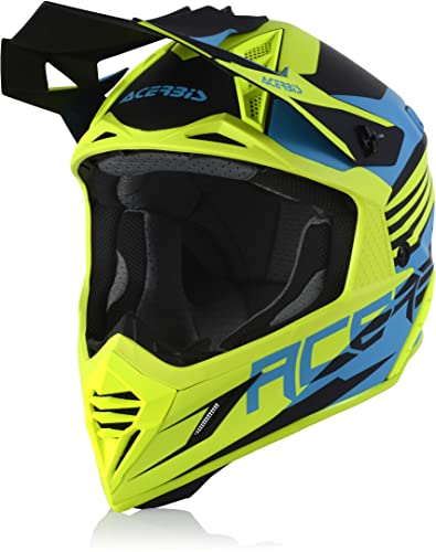 ACERBIS 0023901.462.062 Casco de Motocross X-Track, Color Azul y Amarillo, Talla S, 55/56