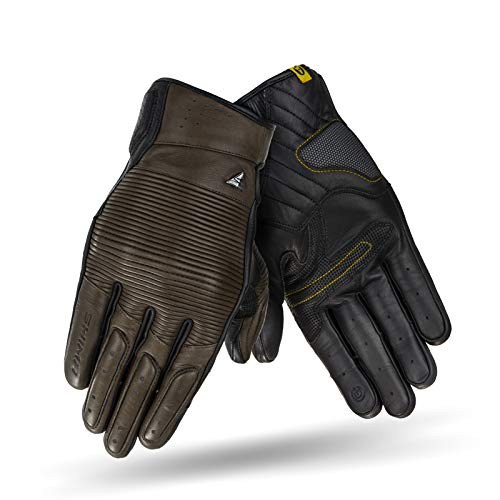 SHIMA BLAKE Guantes Moto Hombre - Guantes Transpirables, Elásticos, Touchscreen, Vintage de Cuero con Protector Nudillos, Absorbedores de Impacto Muñecas y Dedos, Palma Reforzada (Marrón, XXL)