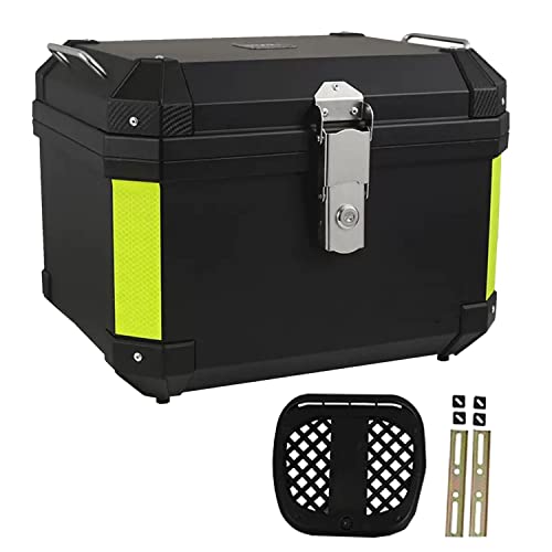 WNANCH Baúl de Moto, Superior Universal de la Caja de Almacenamiento de el plastico de ABS, Maletero de Moto 45L 57L para Cascos portacascos (Color : Negro, Size : 45L)