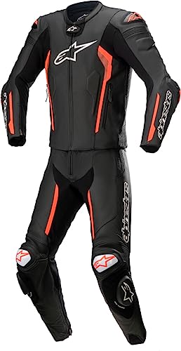 Alpinestars Misile V2 Traje De Cuero para Moto En D Monos 2 Piezas, Negro/Rojo, 54 Unisex Adulto