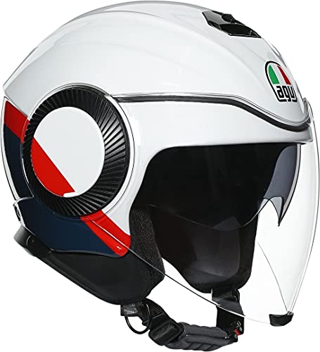 AGV E2205 Multi Casco para Moto, Unisex-Adult, Blanco, Negro y Rojo, L