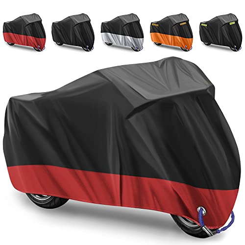 Funda para Moto Cubierta de la Moto Funda Protector para Moto Impermeable Funda para Moto 210D Tela Oxford Cubierta Protector Impermeable al Aire Libre contra Lluvia,Sol- 245X105X125cm(Rojo)