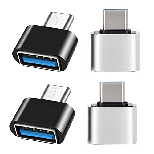 iJiGui Adaptador USB C a USB (4 Piezas), Adaptador OTG USB-C Macho a USB-A 2.0 Hembra Compatible con MacBook Pro, Samsung Galaxy, Teléfonos Tipo-C(Negro + Blanco)