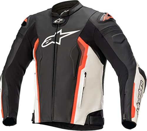 Alpinestars Missile V2 Leather Jacket Black/White/Fluo Red