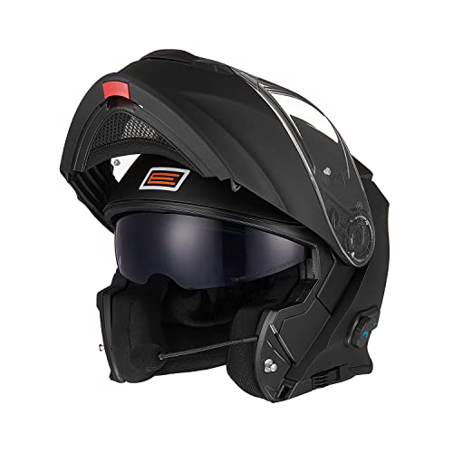 ORIGINE Casco de Moto Modular Bluetooth homologado ECE Voice Dial Casco de Moto Llamada Manos Libres(Solid Matt Black,L)