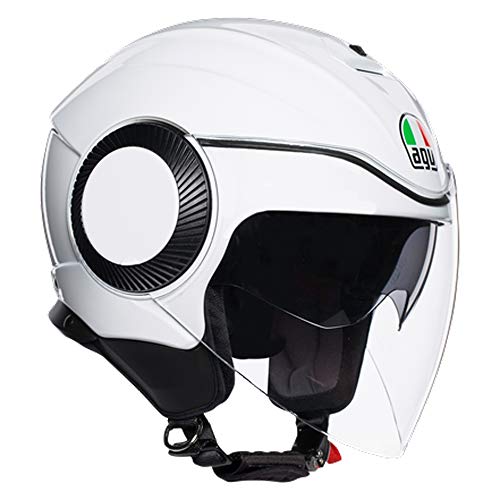 AGV Abierto E2205 Orbyt Solid Casco Moto Jet, Hombre, Blanco Perla, X-Small