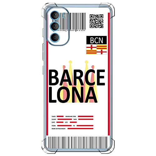 Movilshop Funda Antigolpes [ Motorola Moto G71 5G ] Billete de Avión [ Barcelona ] Esquina Reforzada Silicona 1.5mm de Grosor Flexible Transparente Bumper Gel TPU